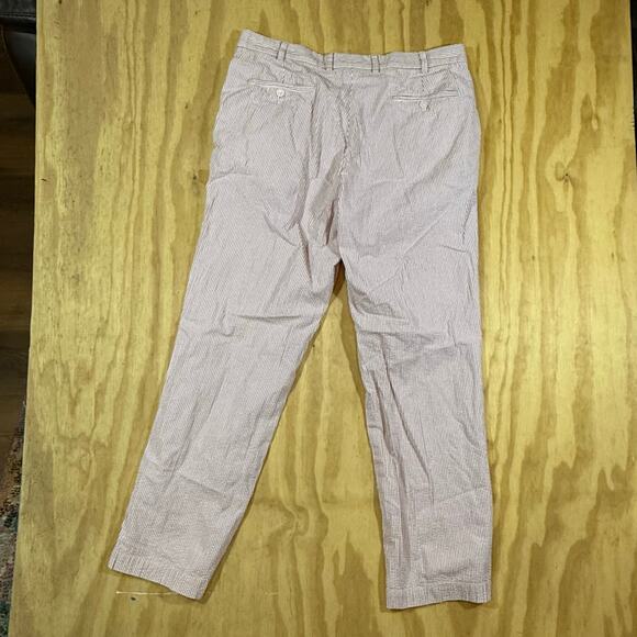 Brooks Brothers Clark Fit Mens 36x32 Cotton Seersucker Pants Red & White Stripe - Picture 5 of 11